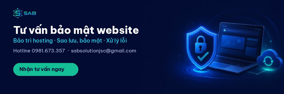 Tư vấn bảo mật website SAB: khiên ổ khóa, laptop và sao lưu đám mây